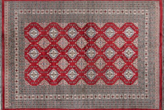 TAPIS rectangulaire en laine à décor géométrique...