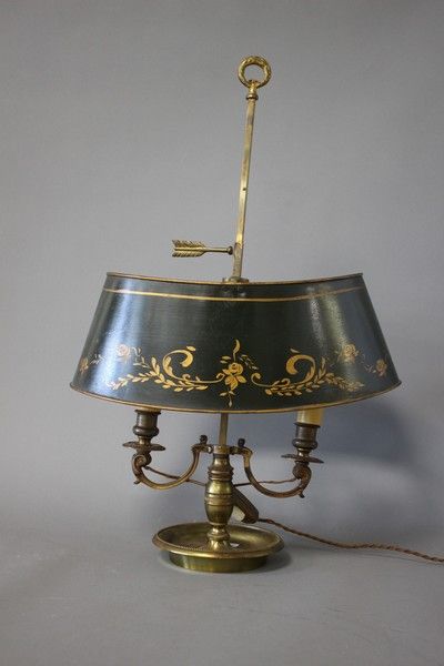 LAMPE BOUILLOTTE en bronze à deux bras de...