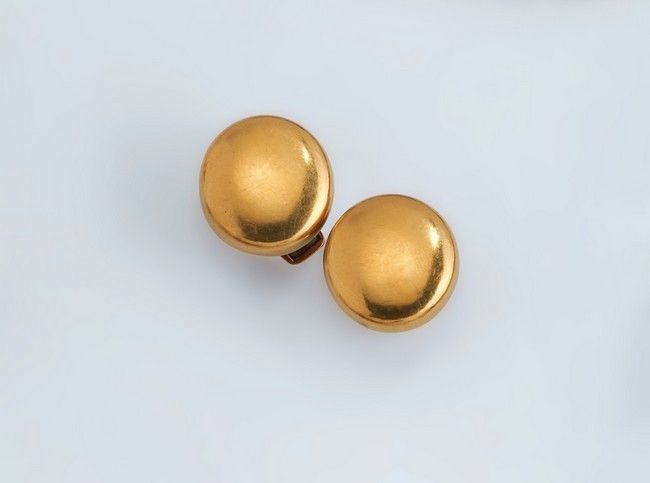 PAIRE DE BOUTONS DE CHEMISE rond en or jaune...