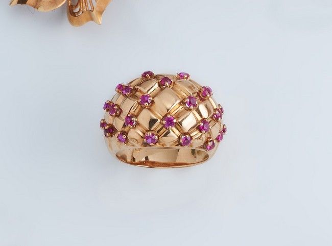 BAGUE COKTAIL en or jaune (750) ornée de...