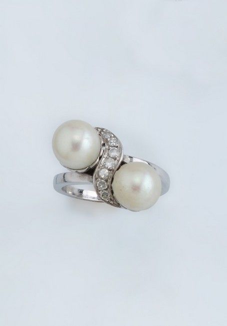 BAGUE VOUS ET MOI en or gris bas titre (585),...