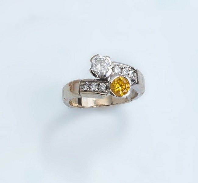 BAGUE VOUS ET MOI en or gris (750) ornée...