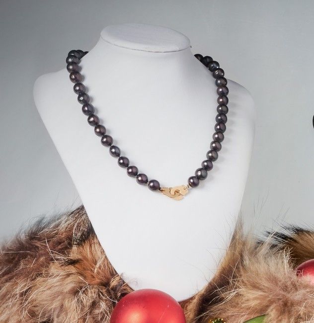 COLLIER de perles de culture noires choker...