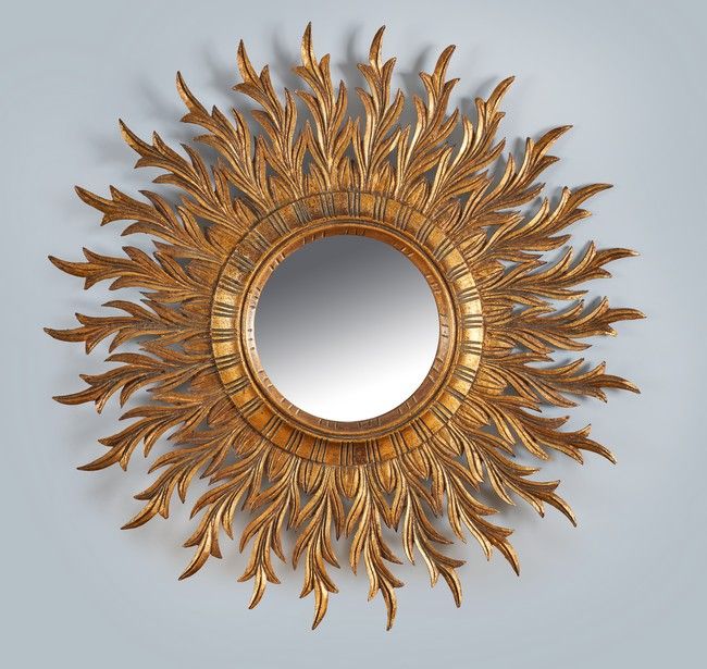 MIROIR SOLEIL rond dans un cadre en bois...