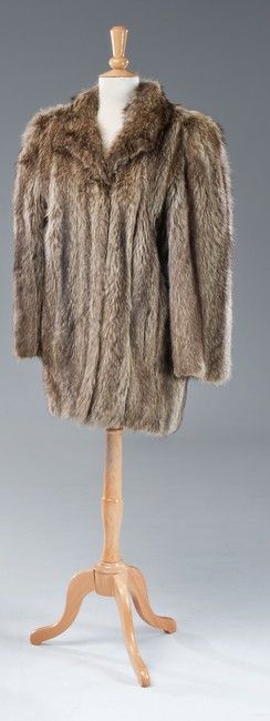 VESTE LONGUE en fourrure de lapin, col retourné,...