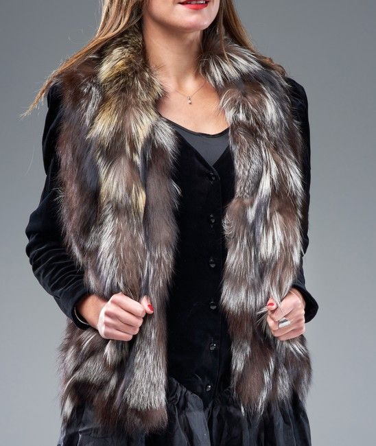 VESTE sans manche et ECHARPE en renard, étiquette...
