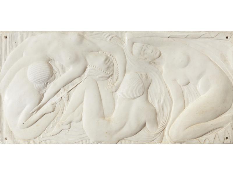 BAS RELIEF en plâtre blanc rectangulaire...