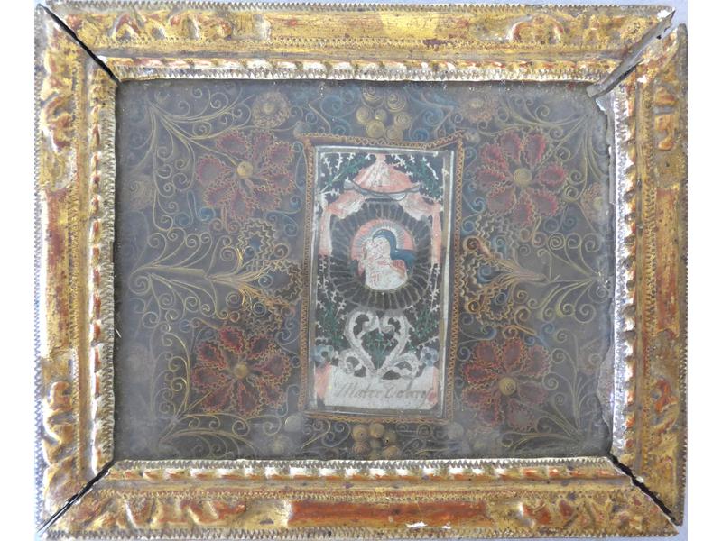 PAPEROLLE RELIQUAIRE polychrome rectangulaire...
