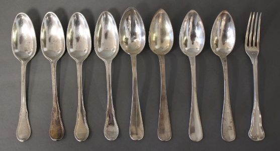 LOT D'ARGENT comprenant 9 pièces, soit :