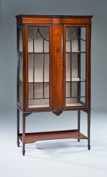 VITRINE rectangulaire en placage d'acajou...