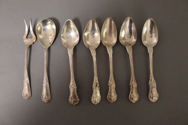 LOT D'ARGENT VERMEIL comprenant 7 pièces,...