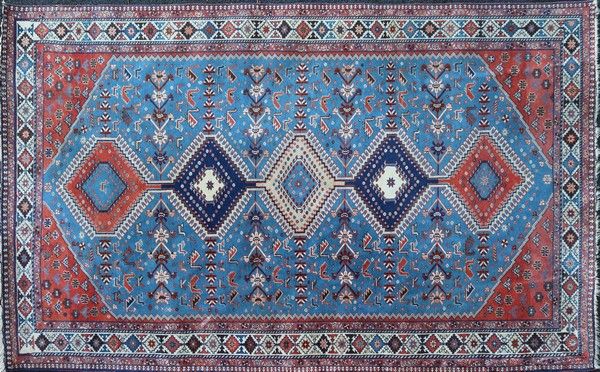 TAPIS rectangulaire en laine polychrome à...