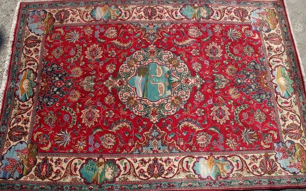 TAPIS rectangulaire en laine polychrome à...