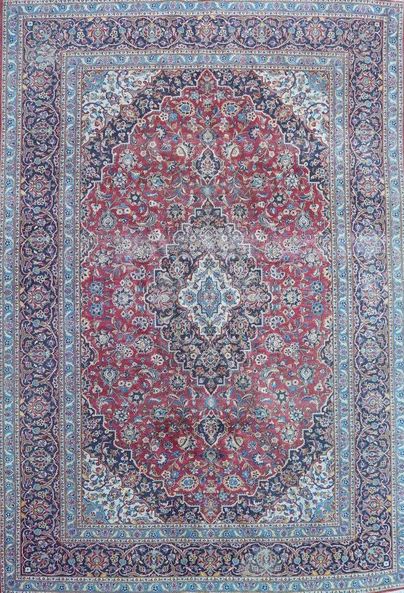 TAPIS rectangulaire en laine polychrome à...