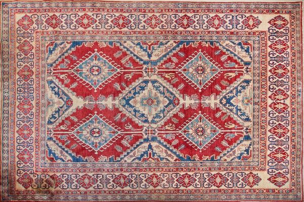 TAPIS rectangulaire en laine polychrome à...