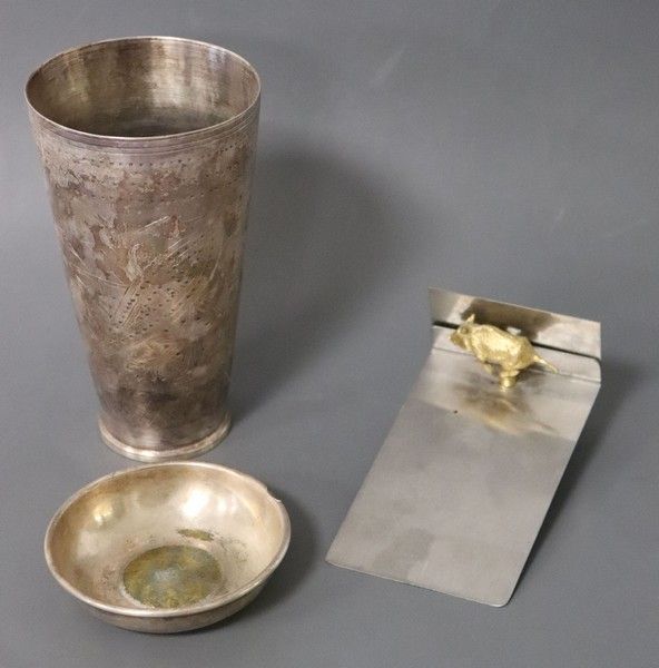 GRANDE TIMBALE tulipe en bronze argenté ...