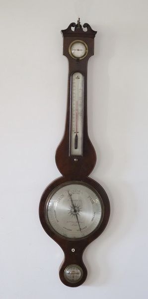 BAROMETRE-THERMOMETRE de forme violonée en...
