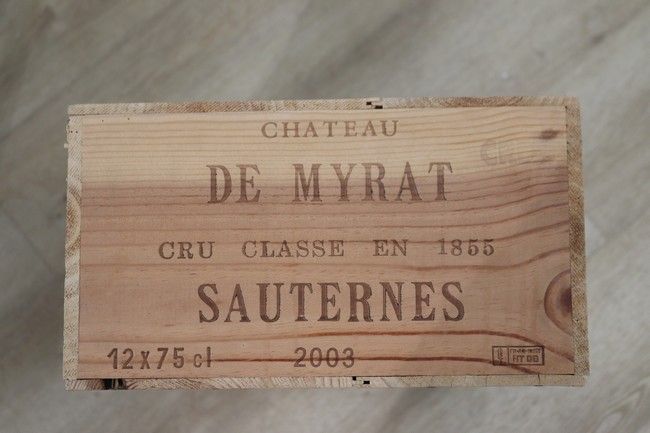12 Blles CH. DE MYRAT Sauternes CC 2003.