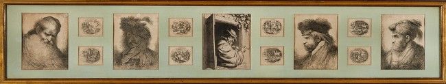 TREIZE GRAVURES montées sous verre compr...