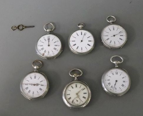 ENSEMBLE DE SIX MONTRES DE POCHE en argent...