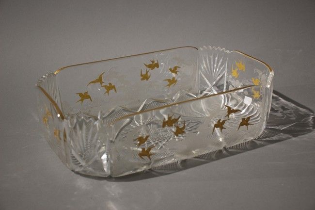 COUPE rectangulaire en cristal moulé taillé...