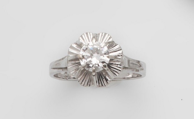 SOLITAIRE en or gris (750) serti d'un diamant...