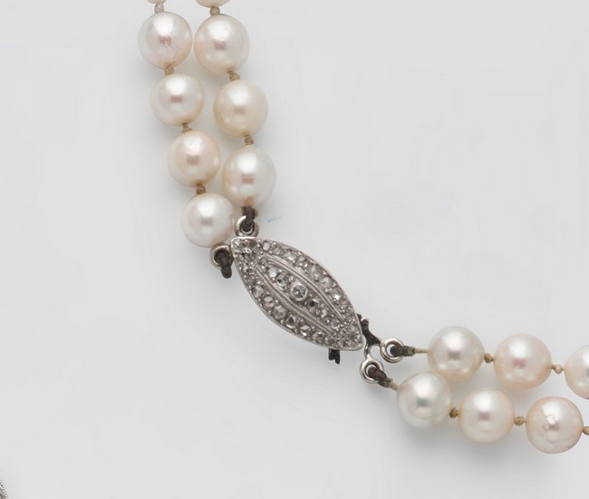 COLLIER DE PERLES chocker deux rangs avec...