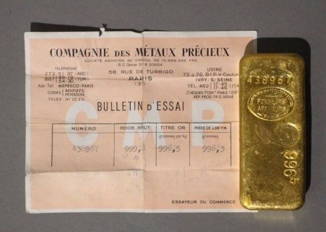 LINGOT d'or N° 438967, titre or 996,5 estampé...