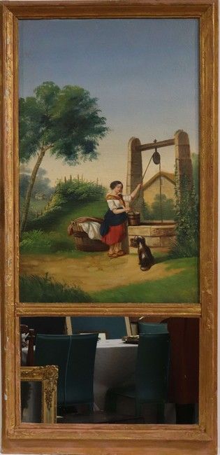 TRUMEAU rectangulaire en bois mouluré et...