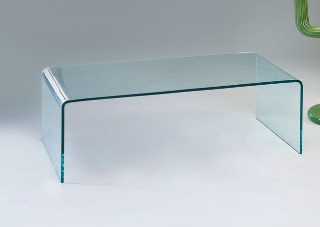 TABLE BASSE rectangulaire en verre plié.