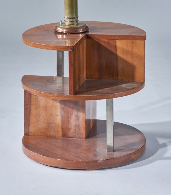 GUERIDON cylindrique en placage de noyer...