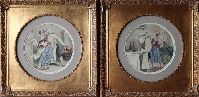 DEUX REPRODUCTIONS en couleurs à vue ronde...