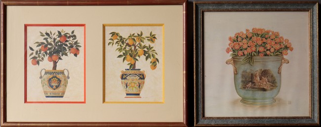 DEUX REPRODUCTIONS représentant Deux orangers...