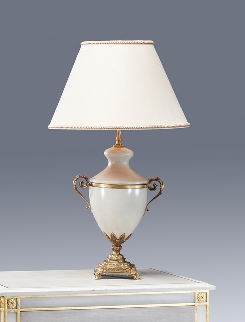 LAMPE en céramique craquelée beige cerclée...