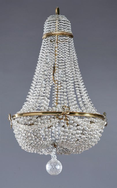 LUSTRE MONTGOLFIERE en bronze doré et ciselé,...