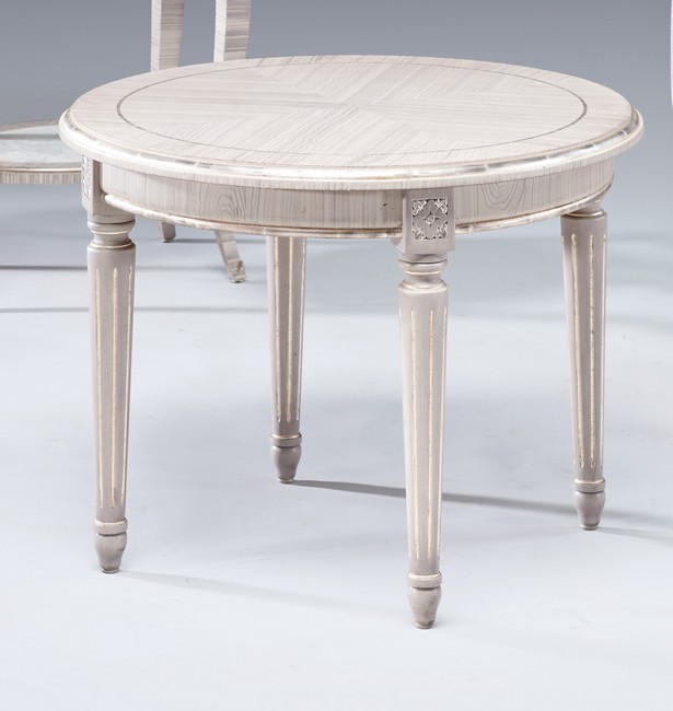 TABLE BASSE ronde en bois laqué crème et...