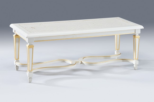 BANQUETTE rectangulaire en bois laqué blanc...