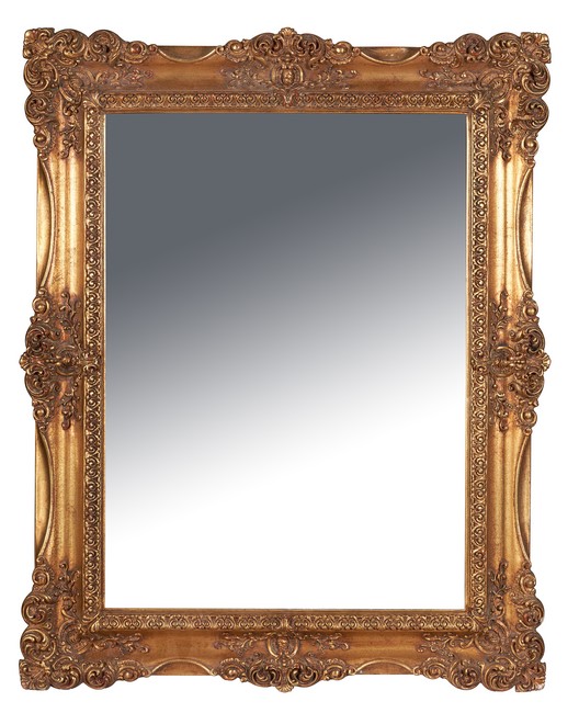 MIROIR RECTANGULAIRE EN BOIS SCULPTE ET MOULURE...