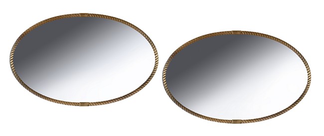 PAIRE DE MIROIRS OVALES en laiton partiellement...