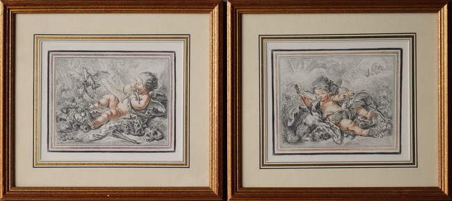 DEUX REPRODUCTIONS en couleurs à l'imitation...
