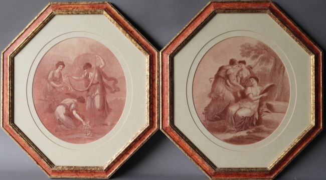 DEUX REPRODUCTIONS à l'imitation de la sanguine...