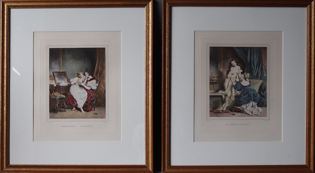 DEUX GRAVURES en couleurs d'après Achille...