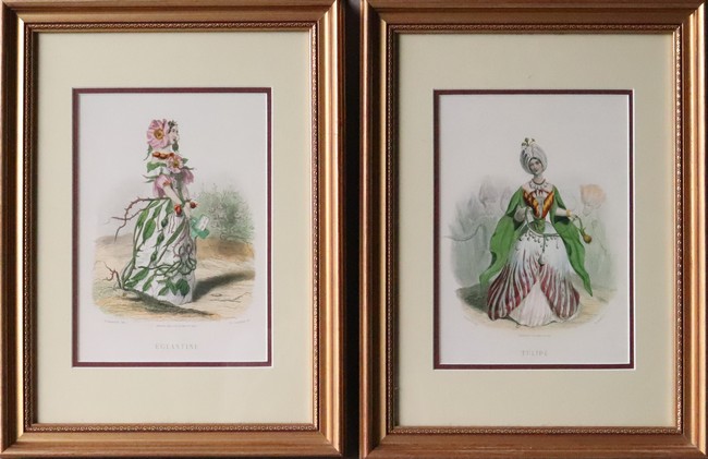DEUX REPRODUCTIONS en couleurs titrées "Eglantine"...