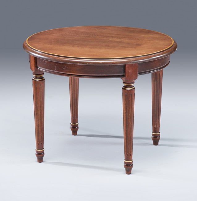 TABLE BASSE ronde en bois teinté façon acajou...