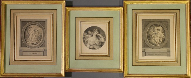 TROIS LITHOGRAPHIES en noir représentrant...