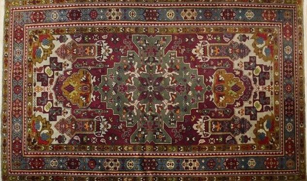 TAPIS rectangulaire en laine polychrome à...