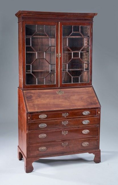 BUREAU-BIBLIOTHÈQUE deux corps en acajou...