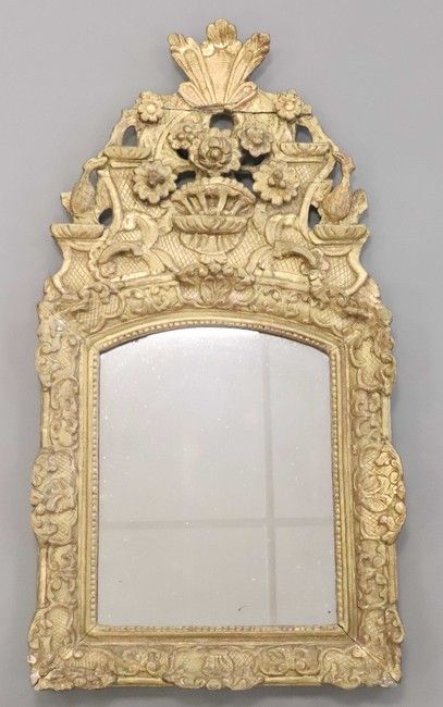MIROIR rectangulaire cintré en partie haute...