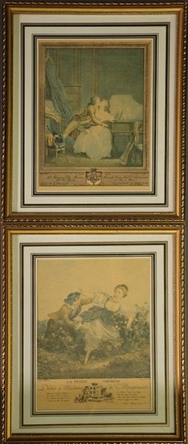 DEUX GRAVURES en couleurs dont :