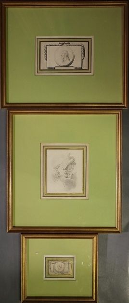QUATRE SOUS-VERRES représentant "Des ornements...